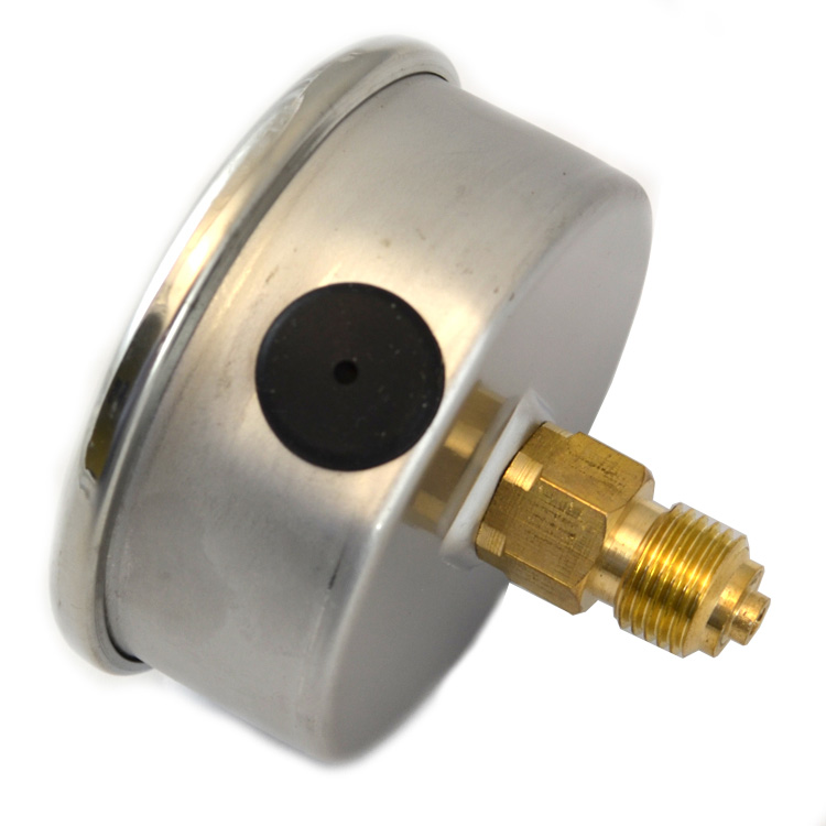 2" (50mm) 1/4 NPT with Center Back Connection. Brass/Bronze Internals - Non-Filled Model T7 Gauge - 1/4" NPT with Center Back Connection Non Filled